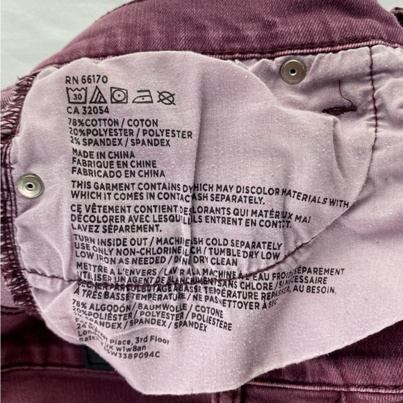 BDG faded distressed burgundy mid rise twig ankle jeans, 29 - Picture 6 of 14